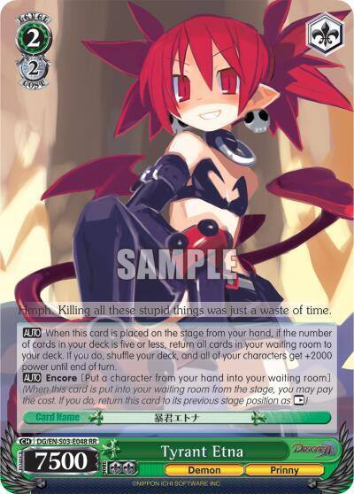 Tyrant Etna DG/EN-S03-E048 RR Disgaea Card