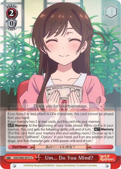 Um Do You Mind KNK/W86-E072 U Rent-A-Girlfriend Card