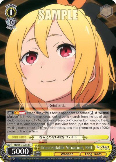 Unacceptable Situation Felt RZ/S55-E005 R Re:ZERO Vol.2 Card