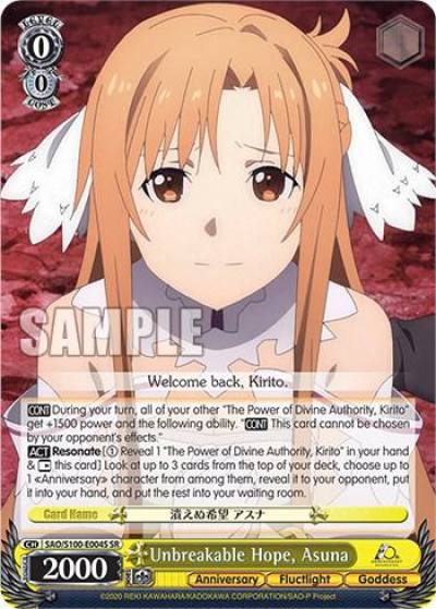 Unbreakable Hope Asuna SR SAO/S100-E004S SR Sword Art Online Animation 10th Anniversary Card