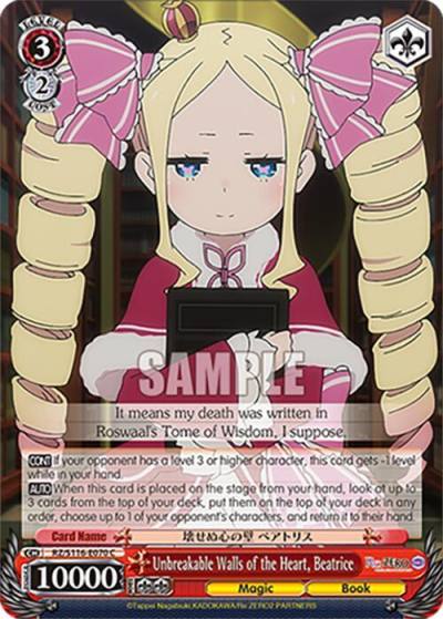 Unbreakable Walls of the Heart Beatrice RZ/S116-E070 Re:ZERO -Starting Life in Another World- Vol.3 Card