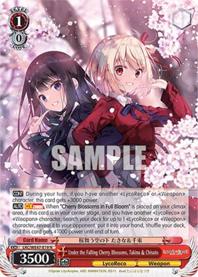 Under the Falling Cherry Blossoms Takina and Chisato LRC-WE47-E19 N Lycoris Recoil Premium Booster Card