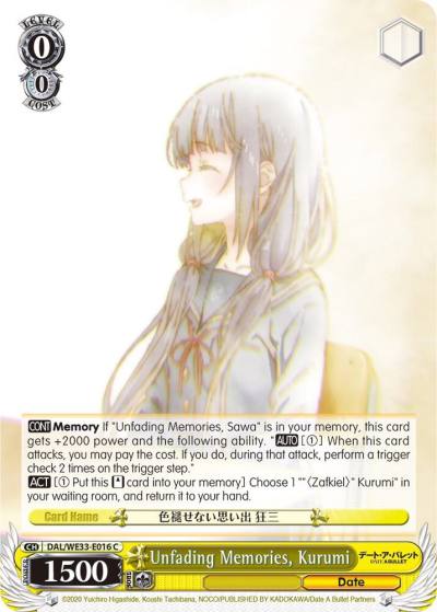 Unfading Memories Kurumi DAL/WE33-E016 C Date A Bullet Card
