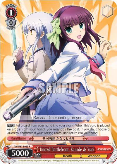 United Battlefront Kanade and Yuri AB/W31-E063 R Angel Beats! Re:Edit Card