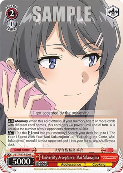 University Acceptance Mai Sakurajima SBY/W114-E061 U Rascal Does Not Dream Series Card