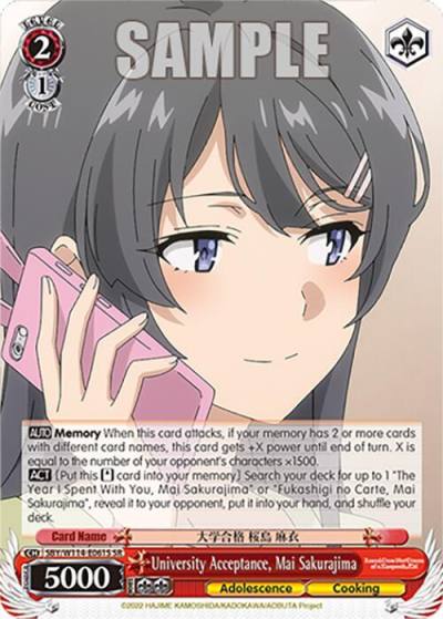 University Acceptance Mai Sakurajima SR SBY/W114-E061S SR Rascal Does Not Dream Series Card