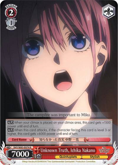 Unknown Truth Ichika Nakano 5HY/W83-E074 R The Quintessential Quintuplets Card