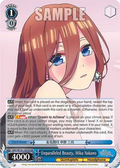 Unparalleled Beauty Miku Nakano 5HY/W101-E078 RR The Quintessential Quintuplets Movie Card