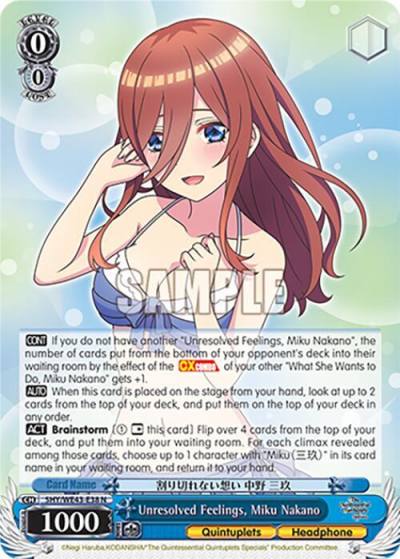 Unresolved Feelings Miku Nakano 5HY/WE43-E38 N The Quintessential Quintuplets Specials Premium Booster Card