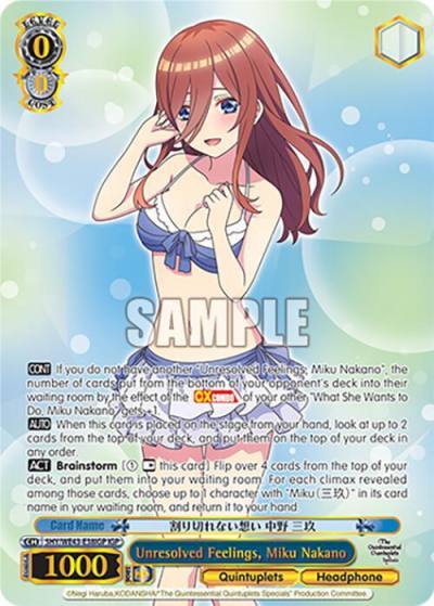 Unresolved Feelings Miku Nakano IGP 5HY/WE43-E38IGP IGP The Quintessential Quintuplets Specials Premium Booster Card