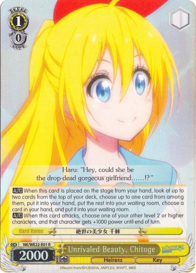 Unrivaled Beauty Chitoge Parallel Foil NK/WE22-E01 NISEKOI Extra Booster Card