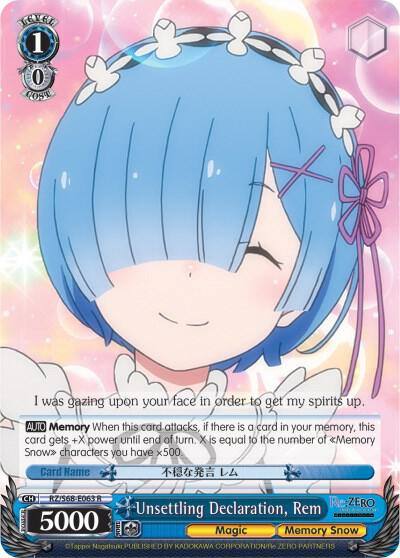 Unsettling Declaration Rem RZ/S68-E063 R Re:ZERO Memory Snow Card