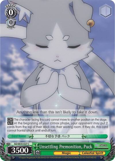 Unsettling Premonition Puck Parallel Foil RZ/SE35-E27 C Re:ZERO: The Frozen Bond Card