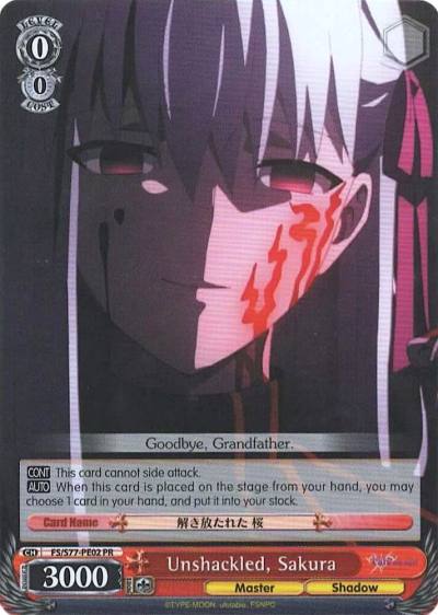 Unshackled Sakura FS/S77-PE02 PR Fate/stay night [Heaven’s Feel] Vol.2 Card