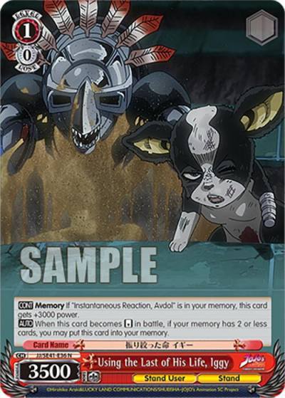Using the Last of His Life Iggy JJ/SE41-E36 N JoJo's Bizarre Adventure: Stardust Crusaders Premium Booster Card
