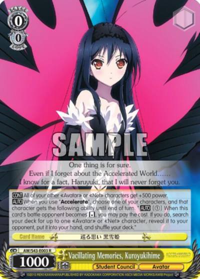 Vacillating Memories Kuroyukihime AW/S43-E003 R Accel World -Infinite Burst- Card