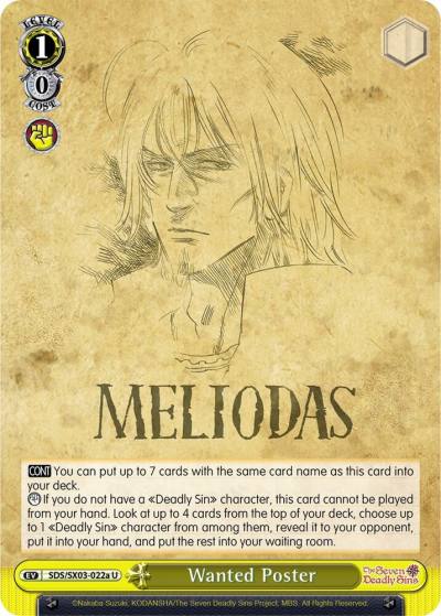 Wanted Poster A SDS/SX03-022a U The Seven Deadly Sins Card