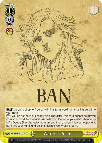 Wanted Poster C SDS/SX03-022c U The Seven Deadly Sins Card