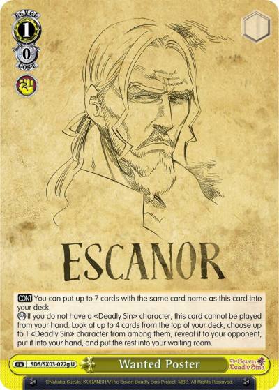 Wanted Poster G SDS/SX03-022g U The Seven Deadly Sins Card