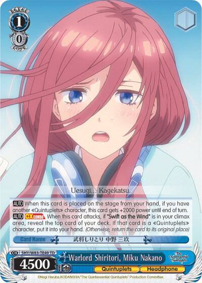 Warlord Shiritori Miku Nakano 5HY/W83-TE49 TD The Quintessential Quintuplets Card