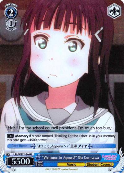 Welcome to Aqours Dia Kurosawa Parallel Foil LSS/WE27-E46 U Love Live! Sunshine!! Extra Booster Card