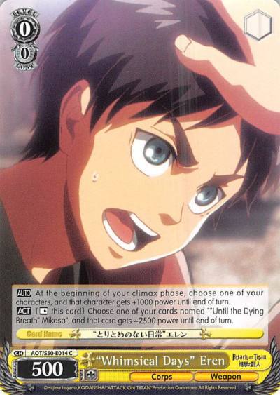 Whimsical Days Eren AOT/S50-E014 C Attack on Titan Vol. 2 Card
