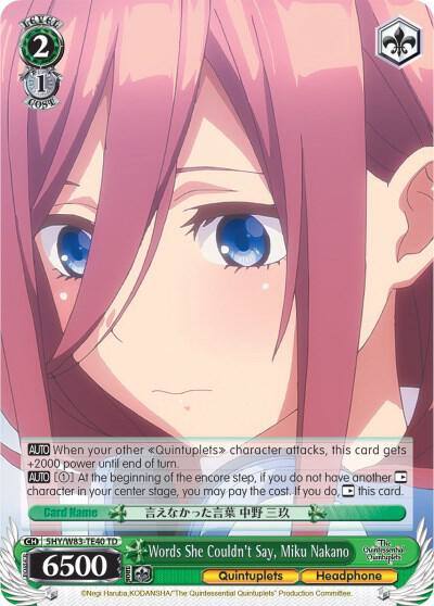 Words She Couldnt Say Miku Nakano 5HY/W83-TE40 TD The Quintessential Quintuplets Card