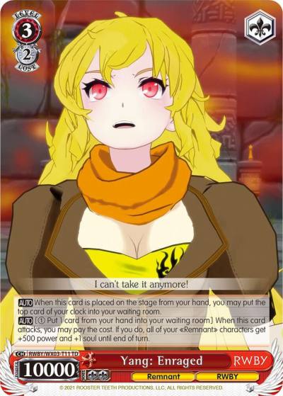 Yang Enraged RWBY/WX03-T11 TD RWBY Card