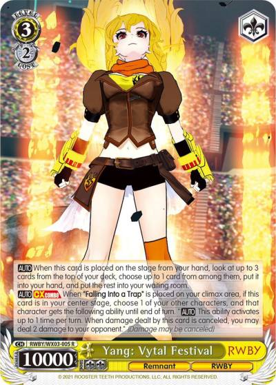 Yang Vytal Festival RWBY/WX03-005 R RWBY Card