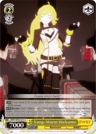 Yang Warm Welcome RWBY/WX03-011 U RWBY Card