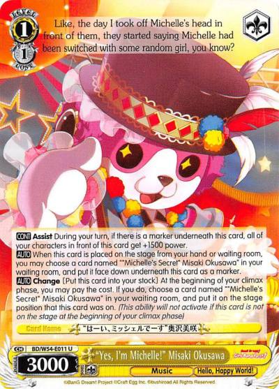 Yes Im Michelle Misaki Okusawa BD/W54-E011 U BanG Dream! Girls Band Party! Card