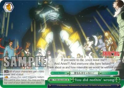 You did nothin wrong SR FT/EN-S02-049S SR Fairy Tail ver.E Card