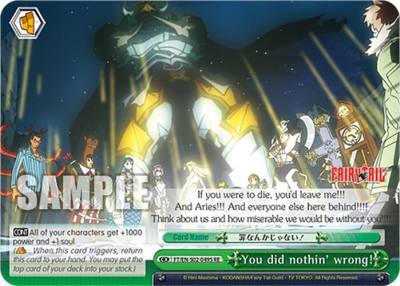 You did nothin wrong SR FT/EN-S02-049S SR RE Fairy Tail Chronicle Set Card