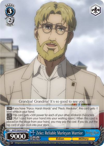 Zeke Reliable Marleyan Warrior AOT/SX04-074 R Attack On Titan: Final Season Card