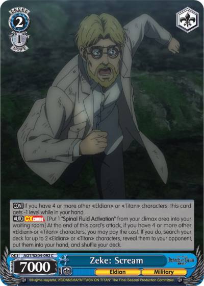 Zeke Scream AOT/SX04-092 C Attack On Titan: Final Season Card