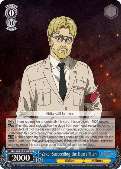 Zeke Succeeding the Beast Titan SR AOT/SX04-067S SR Attack On Titan: Final Season Card