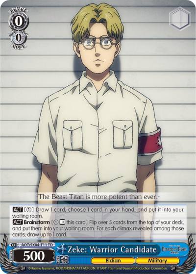 Zeke Warrior Candidate AOT/SX04-T11 TD Attack On Titan: Final Season Card