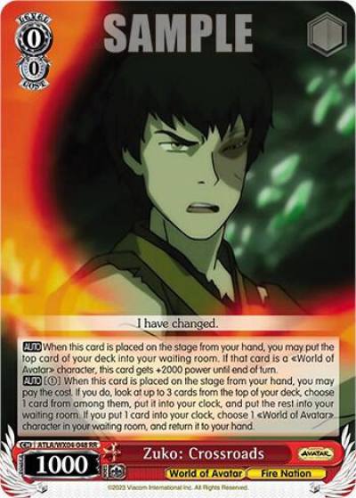 Zuko Crossroads ATLA/WX04-048 RR Avatar: The Last Airbender Card