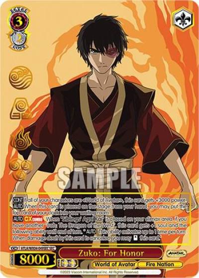 Zuko For Honor SEC ATLA/WX04-049SEC SEC Avatar: The Last Airbender Card