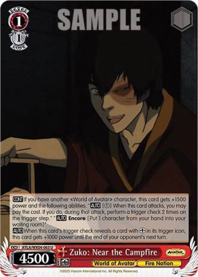 Zuko Near the Campfire ATLA/WX04-063 U Avatar: The Last Airbender Card