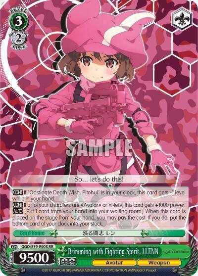 Brimming with Fighting Spirit LLENN GGO/S59-E003 RR SAO Alternative–Gun Gale Online Card
