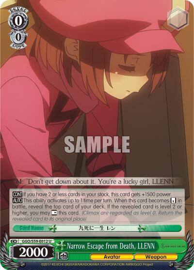 Narrow Escape from Death LLENN GGO/S59-E012 U SAO Alternative–Gun Gale Online Card
