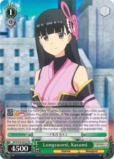 Longsword Kasumi BFR/S78-E032 RR BOFURI: I Don't Want to Get Hurt, so I'll Max Out My Defense Card