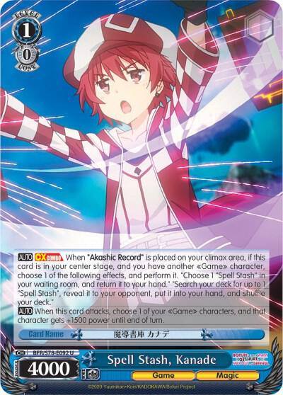 Spell Stash Kanade BFR/S78-E092 U BOFURI: I Don't Want to Get Hurt, so I'll Max Out My Defense Card